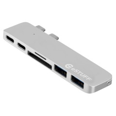 eSTUFF USB-C Slot-in Hub Pro Silver - Premium Connectivity Solution (ES84122-SILVER)